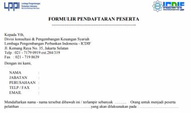 Download formulir pendaftaran peserta pelatihan ICDIF -LPPI