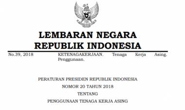 PERATURAN PRESIDEN REPUBLIK INDONESIA NOMOR 20 TAHUN 2018 TENTANG PENGGUNAAN TENAGA KERJA ASING