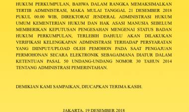 PENGUMUMAN PENGESAHAN BADAN HUKUM PERKUMPULAN