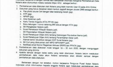 SURAT DIREKTORAT JENDERAL ADMINISTRASI UMUM KEMENTERIAN HUKUM DAN HAK ASASI MANUSIA NOMOR AHU.2.UM.01.01-1982 TANGGAL 12 JUNI 2020 