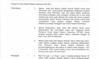 PENGUMUMAN HASIL UJIAN KODE ETIK NOTARIS 2020