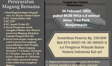 MAGANG BERSAMA - PENGURUS WILAYAH KALIMANTAN SELATAN IKATAN NOTARIS INDONESIA