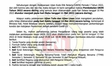 PENGUMUMAN KODE ETIK NOTARIS PERIODE I TAHUN 2022 (UPDATE)