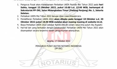 PELAKSANAAN PERBAIKAN UJIAN KODE ETIK NOTARIS (UKEN) 2022