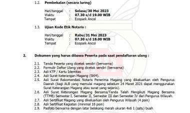 PENGUMUMAN UJIAN KODE ETIK NOTARIS PENGURUS PUSAT IKATAN NOTARIS INDONESIA 2023